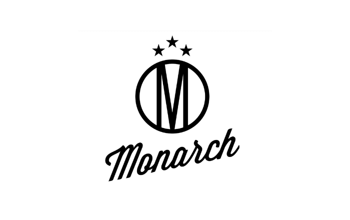 Text logo that says Monarch and an M in a circle above it