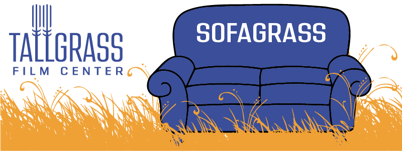 A blue sofa with the words sofagrass on it