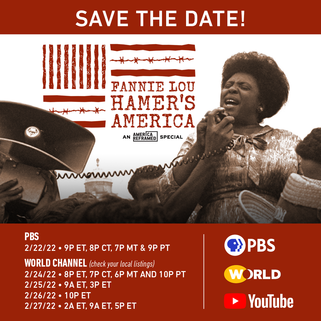 Image shows Fannie Lou Hamer talking