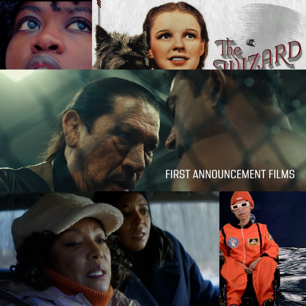 A collage featuring various film stills, including classic and contemporary characters, with "FIRST ANNOUNCEMENT FILMS" text overlay.